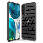 Motorola Moto One 5G Ace Black Clear Funny Text Quote Bussin Hybrid Protective Phone Case Cover