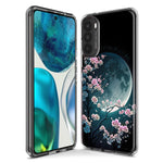 Motorola Moto G Play 2023 Kawaii Manga Pink Cherry Blossom Full Moon Hybrid Protective Phone Case Cover