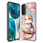 Motorola Moto G Stylus 2020 Kawaii Manga Pink Cherry Blossom Cute Cat Hybrid Protective Phone Case Cover