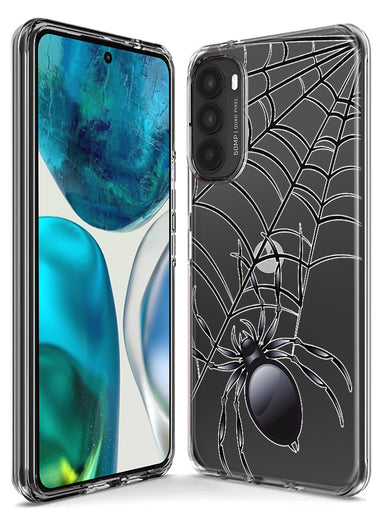 Motorola G Power 2020 Creepy Black Spider Web Halloween Horror Spooky Hybrid Protective Phone Case Cover