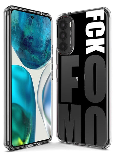 Motorola Moto G Stylus 5G 2022 Black Clear Funny Text Quote Fckfomo Hybrid Protective Phone Case Cover