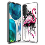 Motorola Moto G Play 2021 Pink Flamingo Painting Graffiti Hybrid Protective Phone Case Cover