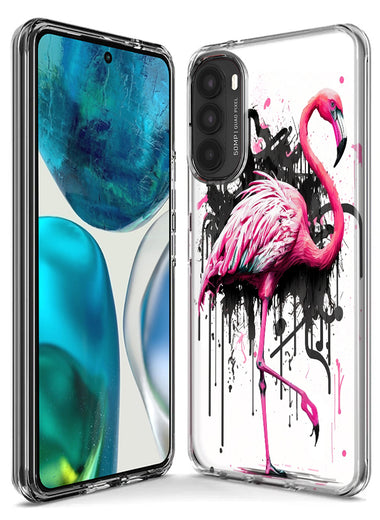 Motorola Moto G Pure 2021 G Power 2022 Pink Flamingo Painting Graffiti Hybrid Protective Phone Case Cover