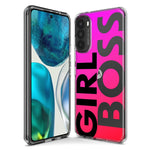 Motorola Moto G Stylus 5G 2023 Pink Clear Funny Text Quote Girl Boss Hybrid Protective Phone Case Cover