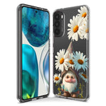 Motorola Moto One 5G Cute Gnome White Daisy Flowers Floral Hybrid Protective Phone Case Cover