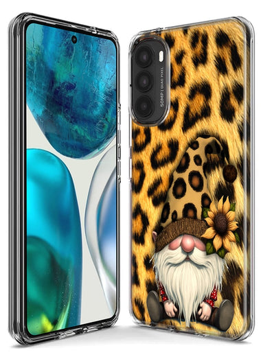 Motorola Moto One 5G Gnome Sunflower Leopard Hybrid Protective Phone Case Cover