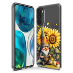 Motorola Moto One 5G Cute Gnome Sunflowers Clear Hybrid Protective Phone Case Cover