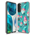 Motorola G Power 2020 Turquoise Pink Hearts Gnomes Hybrid Protective Phone Case Cover