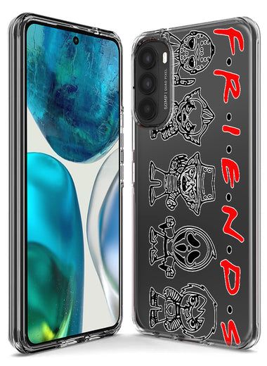 Motorola Moto G Stylus 2020 Cute Halloween Spooky Horror Scary Characters Friends Hybrid Protective Phone Case Cover