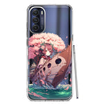Motorola Moto G Stylus 4G 2022 Kawaii Manga Pink Cherry Blossom Japanese Girl Boat Hybrid Protective Phone Case Cover