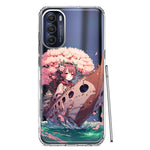 Motorola Moto G Stylus 5G 2022 Kawaii Manga Pink Cherry Blossom Japanese Girl Boat Hybrid Protective Phone Case Cover