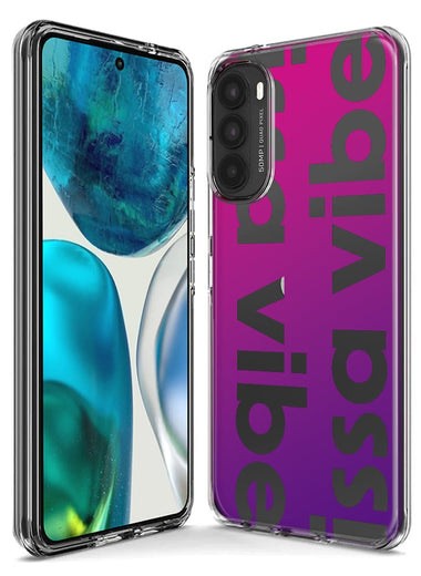Motorola Moto One 5G Purple Clear Funny Text Quote Issa Vibe Hybrid Protective Phone Case Cover