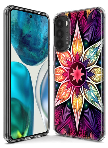 Motorola Moto G Power 2021 Mandala Geometry Abstract Star Pattern Hybrid Protective Phone Case Cover