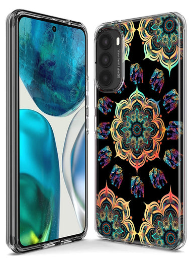 Motorola Moto G Stylus 5G 2023 Mandala Geometry Abstract Elephant Pattern Hybrid Protective Phone Case Cover