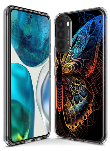 Motorola Moto G Stylus 4G 2021 Mandala Geometry Abstract Butterfly Pattern Hybrid Protective Phone Case Cover