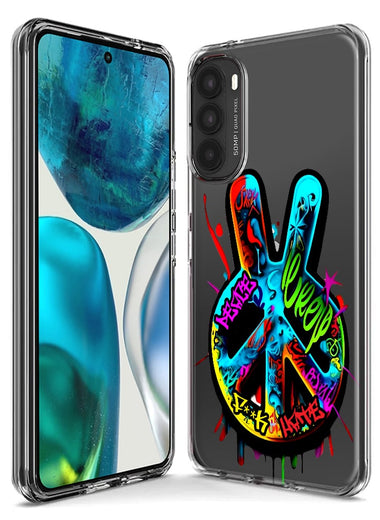 Motorola Moto G Stylus 4G 2021 Peace Graffiti Painting Art Hybrid Protective Phone Case Cover
