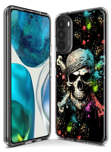 Motorola Moto One 5G Fantasy Paint Splash Pirate Skull Hybrid Protective Phone Case Cover