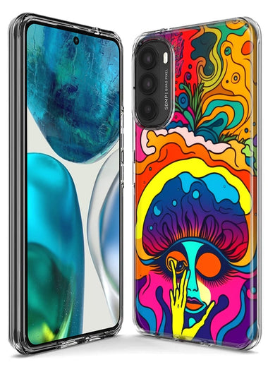 Motorola Moto G Stylus 5G 2021 Neon Rainbow Psychedelic Trippy Hippie Big Brain Hybrid Protective Phone Case Cover