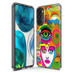 Motorola Moto G Stylus 4G 2021 Neon Rainbow Psychedelic Trippy Hippie DaydreamHybrid Protective Phone Case Cover