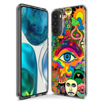 Motorola Moto G Power 2021 Neon Rainbow Psychedelic Trippy Hippie Multiple Eyes Hybrid Protective Phone Case Cover