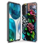 Motorola Moto One 5G Ace Red Roses Graffiti Painting Art Hybrid Protective Phone Case Cover