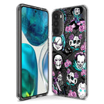 Motorola Moto G Power 2021 Roses Halloween Spooky Horror Characters Spider Web Hybrid Protective Phone Case Cover
