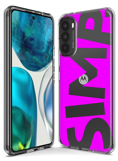 Motorola Moto One 5G Hot Pink Clear Funny Text Quote Simp Hybrid Protective Phone Case Cover
