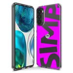 Motorola Moto One 5G Hot Pink Clear Funny Text Quote Simp Hybrid Protective Phone Case Cover