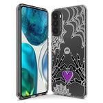 Motorola Moto G Power 2023 Halloween Skeleton Heart Hands Spooky Spider Web Hybrid Protective Phone Case Cover