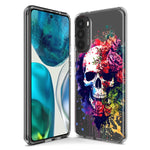 Motorola Moto One 5G Ace Fantasy Skull Red Purple Roses Hybrid Protective Phone Case Cover