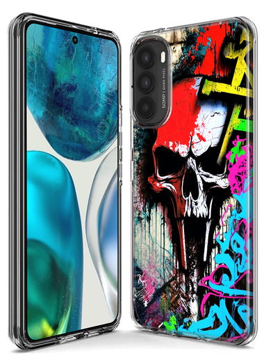 Motorola Moto G Power 2021 Skull Face Graffiti Painting Art Hybrid Protective Phone Case Cover