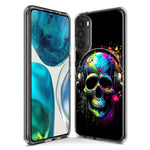 Motorola Moto One 5G Fantasy Skull Headphone Colorful Pop Art Hybrid Protective Phone Case Cover