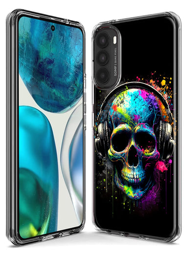 Motorola Moto G Stylus 5G 2022 Fantasy Skull Headphone Colorful Pop Art Hybrid Protective Phone Case Cover