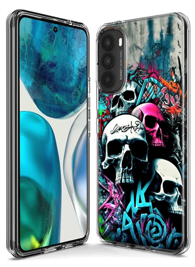 Motorola Moto G Power 2021 Skulls Graffiti Painting Art Hybrid Protective Phone Case Cover