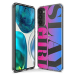 Motorola Moto One 5G Pink Blue Clear Funny Text Quote Slay Girl Hybrid Protective Phone Case Cover