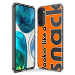 Motorola Moto One 5G Ace Orange Clear Funny Text Quote Snack Hybrid Protective Phone Case Cover