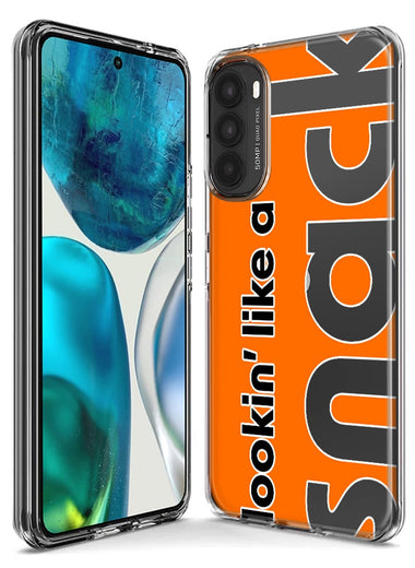 Motorola Moto G Stylus 4G 2022 Orange Clear Funny Text Quote Snack Hybrid Protective Phone Case Cover