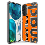 Motorola Moto G Stylus 5G 2021 Orange Clear Funny Text Quote Snack Hybrid Protective Phone Case Cover