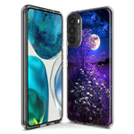 Motorola Moto One 5G Ace Spring Moon Night Lavender Flowers Floral Hybrid Protective Phone Case Cover