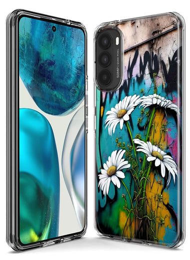 Motorola G Power 2020 White Daisies Graffiti Wall Art Painting Hybrid Protective Phone Case Cover