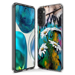 Motorola Moto One 5G Ace White Daisies Graffiti Wall Art Painting Hybrid Protective Phone Case Cover