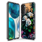Motorola Moto G Stylus 4G 2022 White Roses Graffiti Wall Art Painting Hybrid Protective Phone Case Cover