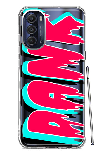 Motorola Moto G Stylus 4G 2022 Teal Pink Clear Funny Text Quote Dank Hybrid Protective Phone Case Cover
