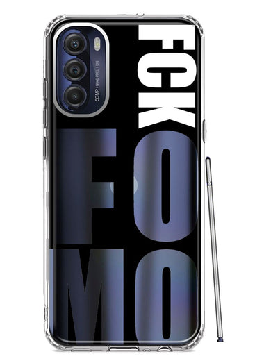Motorola Moto G Stylus 5G 2022 Black Clear Funny Text Quote Fckfomo Hybrid Protective Phone Case Cover