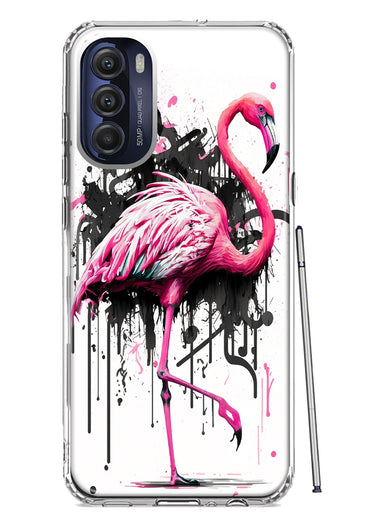 Motorola Moto G Stylus 5G 2022 Pink Flamingo Painting Graffiti Hybrid Protective Phone Case Cover