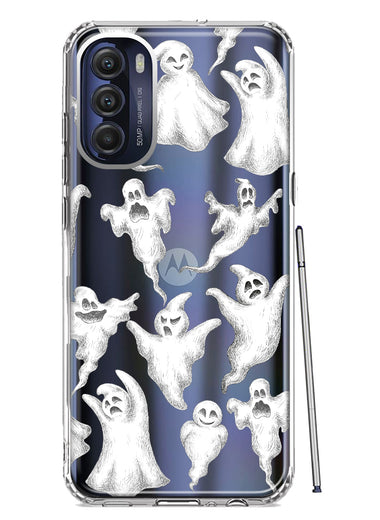 Motorola Moto G Stylus 4G 2022 Cute Halloween Spooky Floating Ghosts Horror Scary Hybrid Protective Phone Case Cover