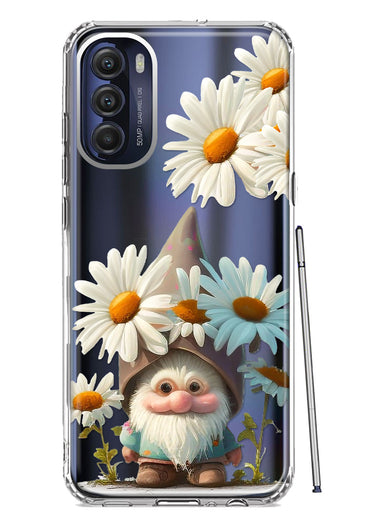 Motorola Moto G Stylus 5G 2022 Cute Gnome White Daisy Flowers Floral Hybrid Protective Phone Case Cover