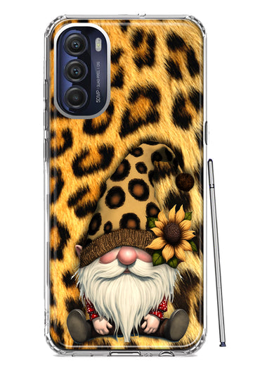 Motorola Moto G Stylus 5G 2022 Gnome Sunflower Leopard Hybrid Protective Phone Case Cover