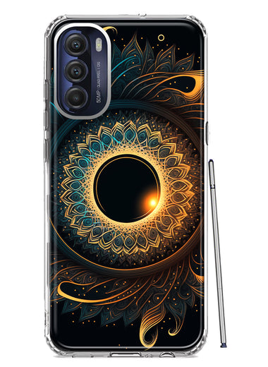 Motorola Moto G Stylus 4G 2022 Mandala Geometry Abstract Eclipse Pattern Hybrid Protective Phone Case Cover