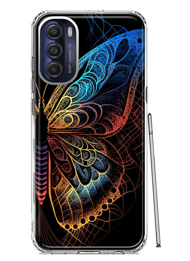 Motorola Moto G Stylus 4G 2022 Mandala Geometry Abstract Butterfly Pattern Hybrid Protective Phone Case Cover